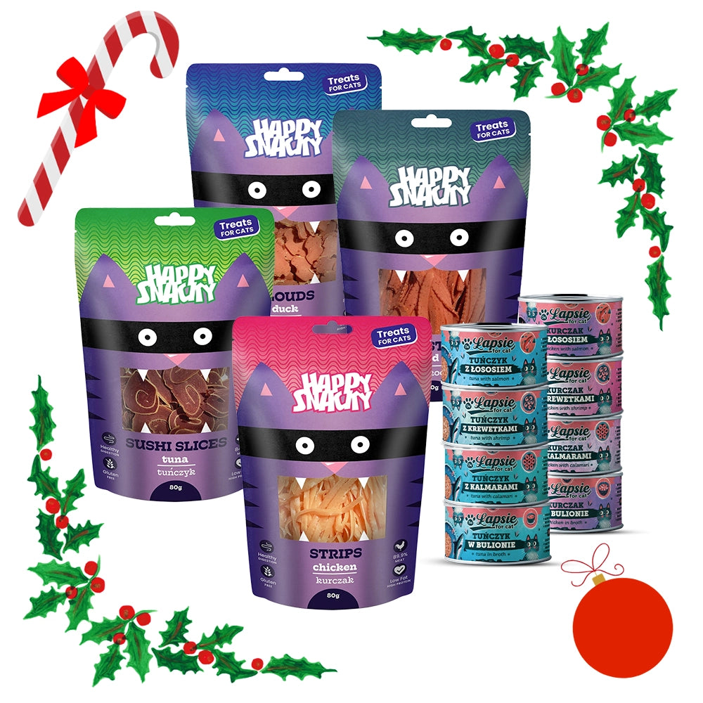 Świąteczna Paczka dla kota Happy Snacky i Łapsie