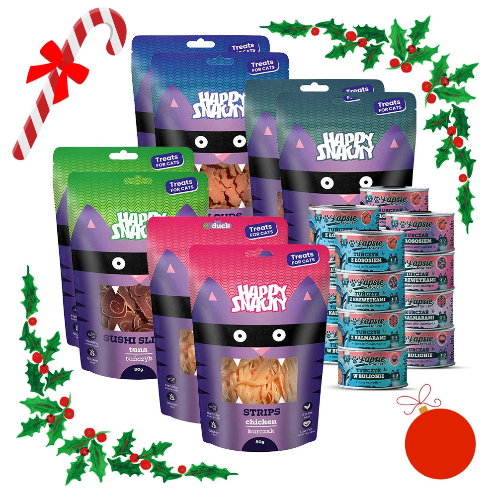 Świąteczna Paczka dla kota Happy Snacky i Łapsie XL